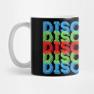 Disc Golf - Stacked red, green, blue text design Mug